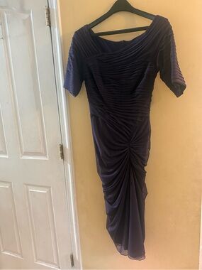 Tadashi Shoji Draped Ruched Midi Dress in Purple, medium